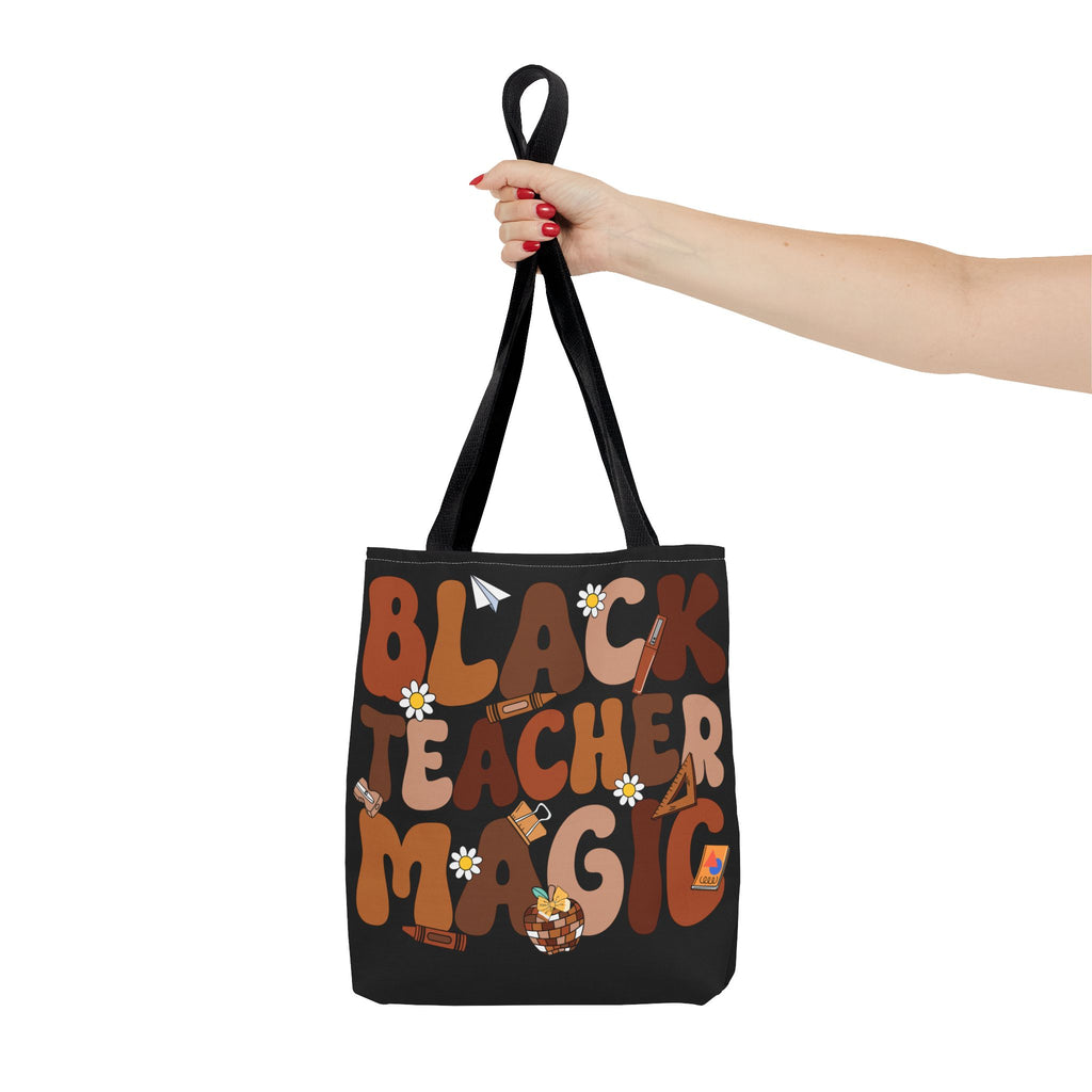 Tote — "Black Teacher Magic" Floral Retro Pattern Tote Bag