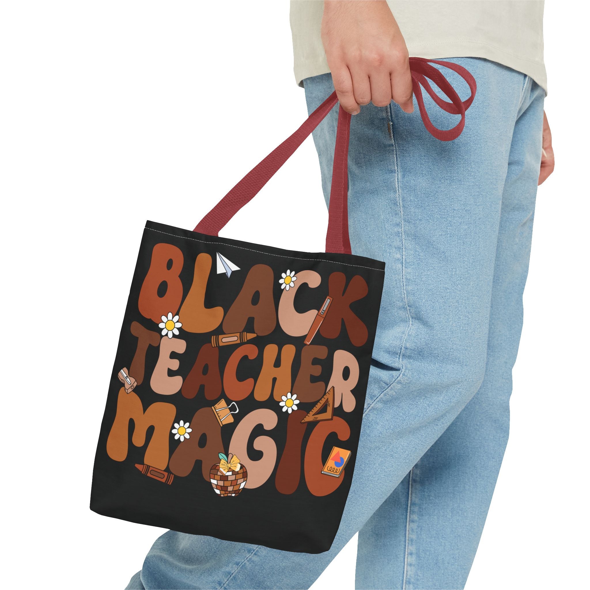 Tote — "Black Teacher Magic" Floral Retro Pattern Tote Bag