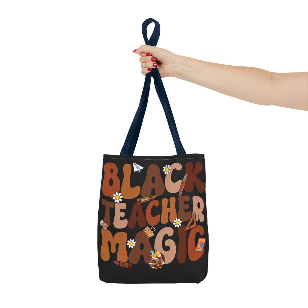 Tote — "Black Teacher Magic" Floral Retro Pattern Tote Bag