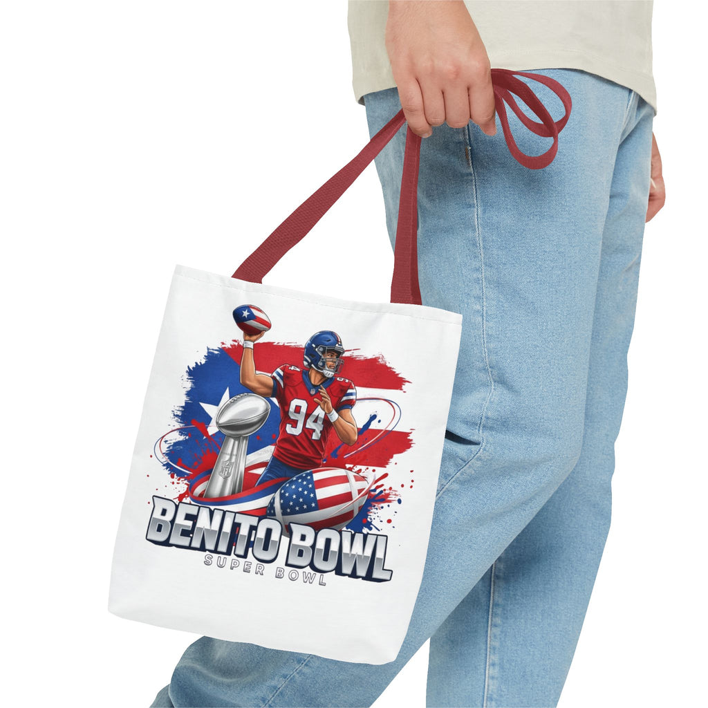 Patriotic Football Tote Bag — 'Benito Bowl' Super Bowl Design