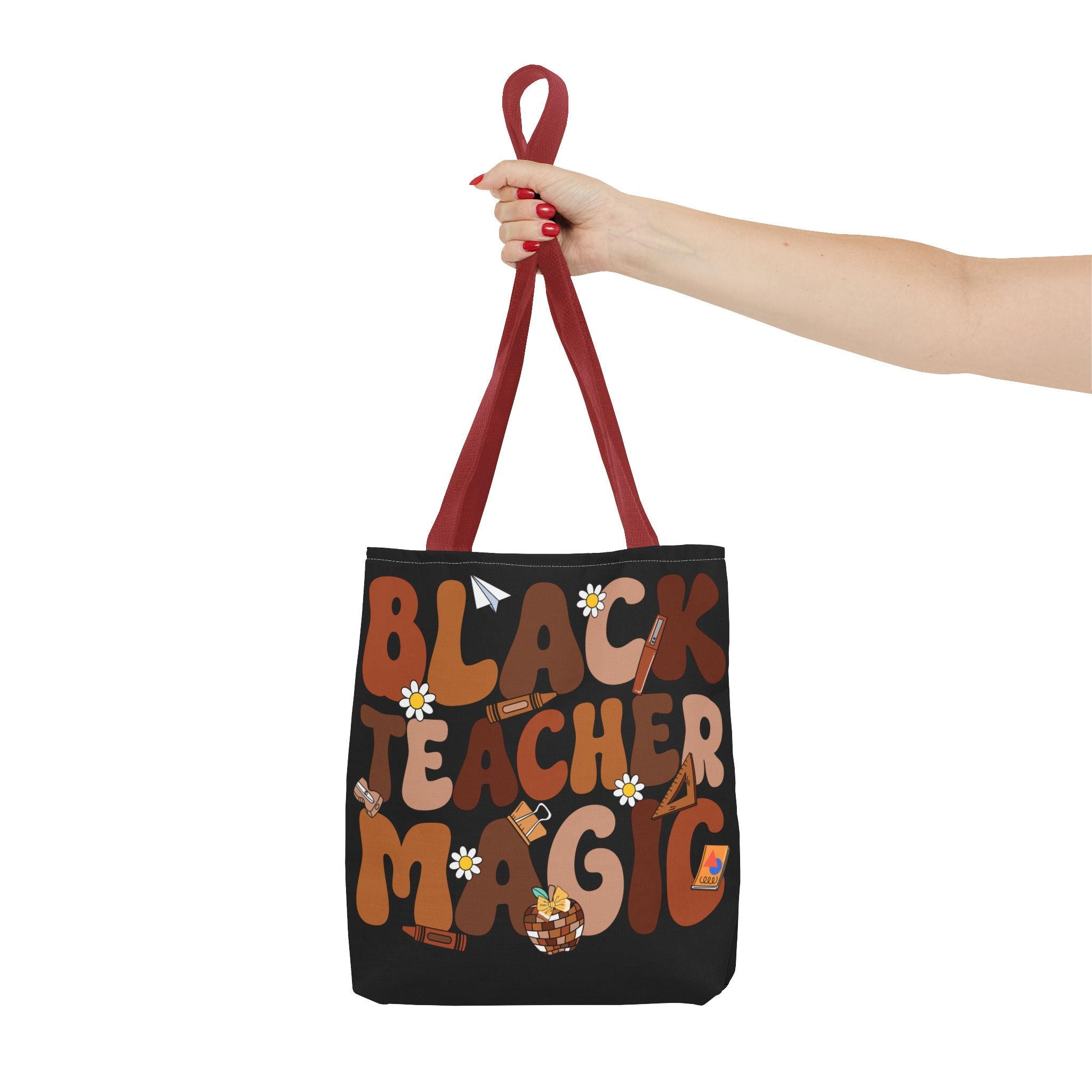 Tote — "Black Teacher Magic" Floral Retro Pattern Tote Bag
