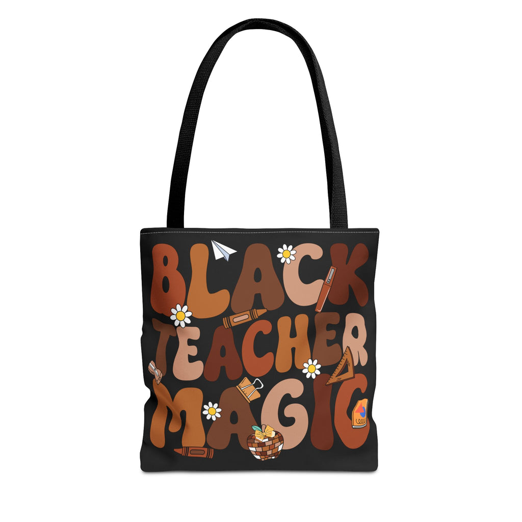 Tote — "Black Teacher Magic" Floral Retro Pattern Tote Bag