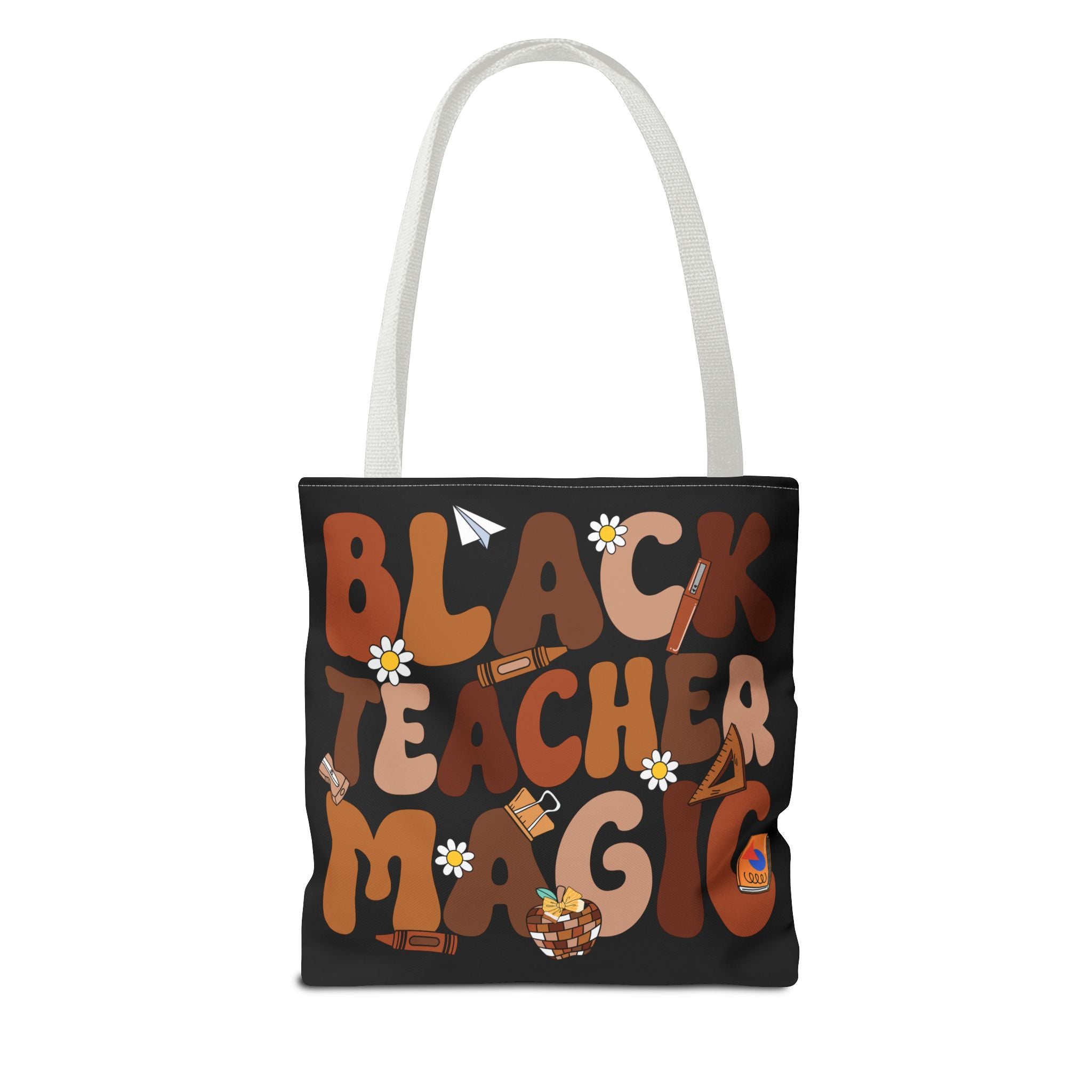 Tote — "Black Teacher Magic" Floral Retro Pattern Tote Bag