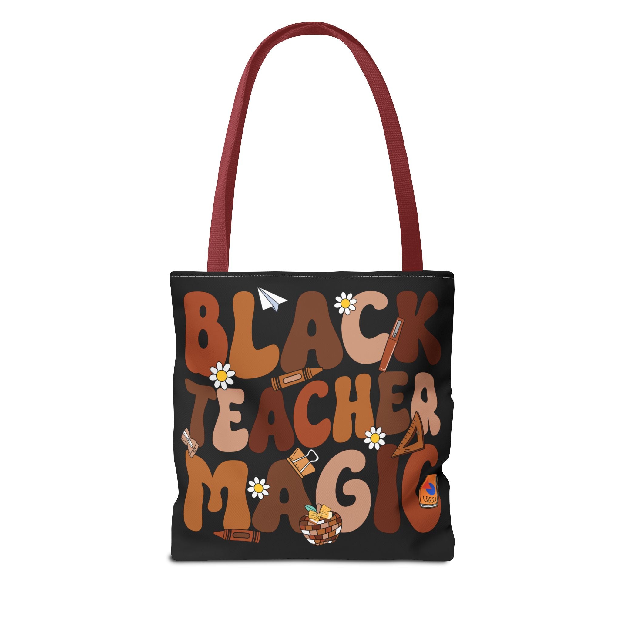 Tote — "Black Teacher Magic" Floral Retro Pattern Tote Bag