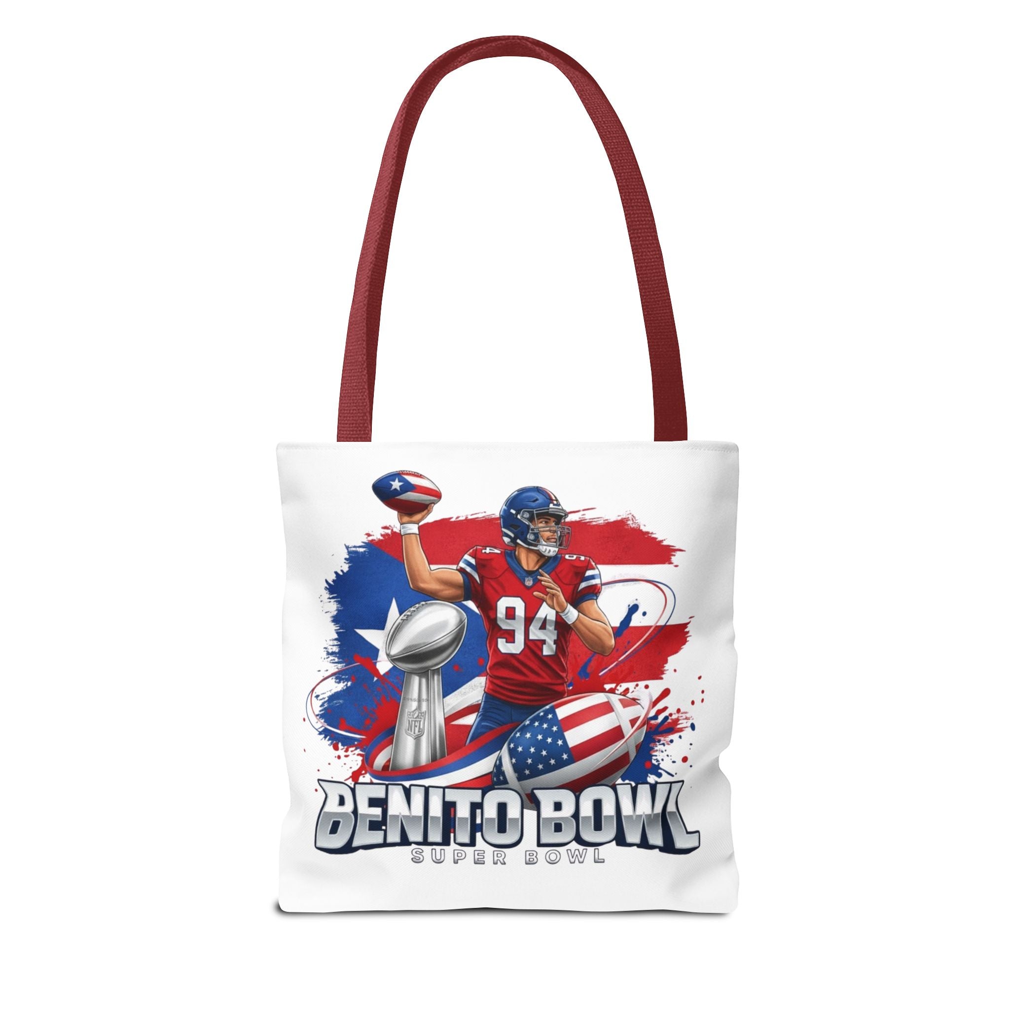 Patriotic Football Tote Bag — 'Benito Bowl' Super Bowl Design