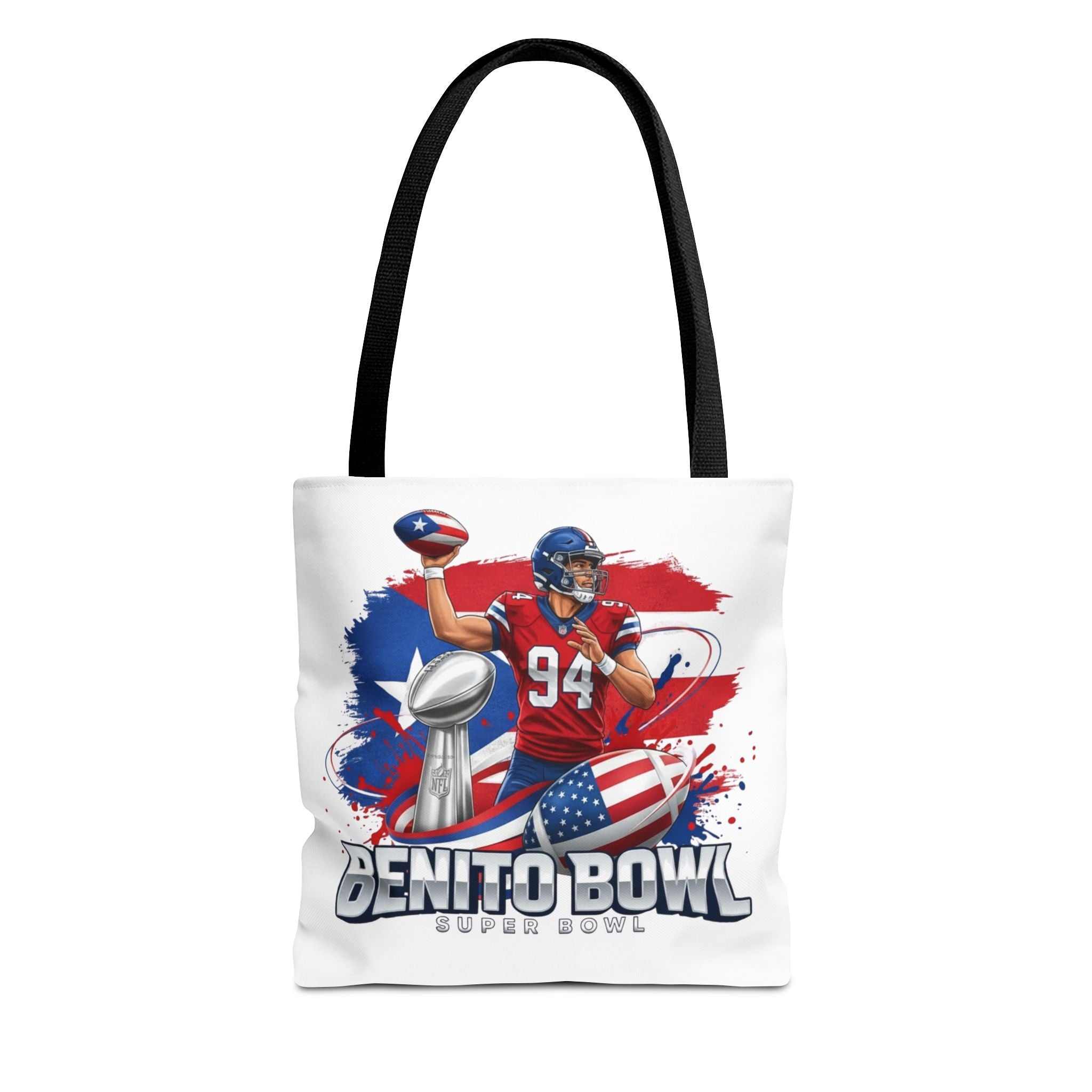 Patriotic Football Tote Bag — 'Benito Bowl' Super Bowl Design