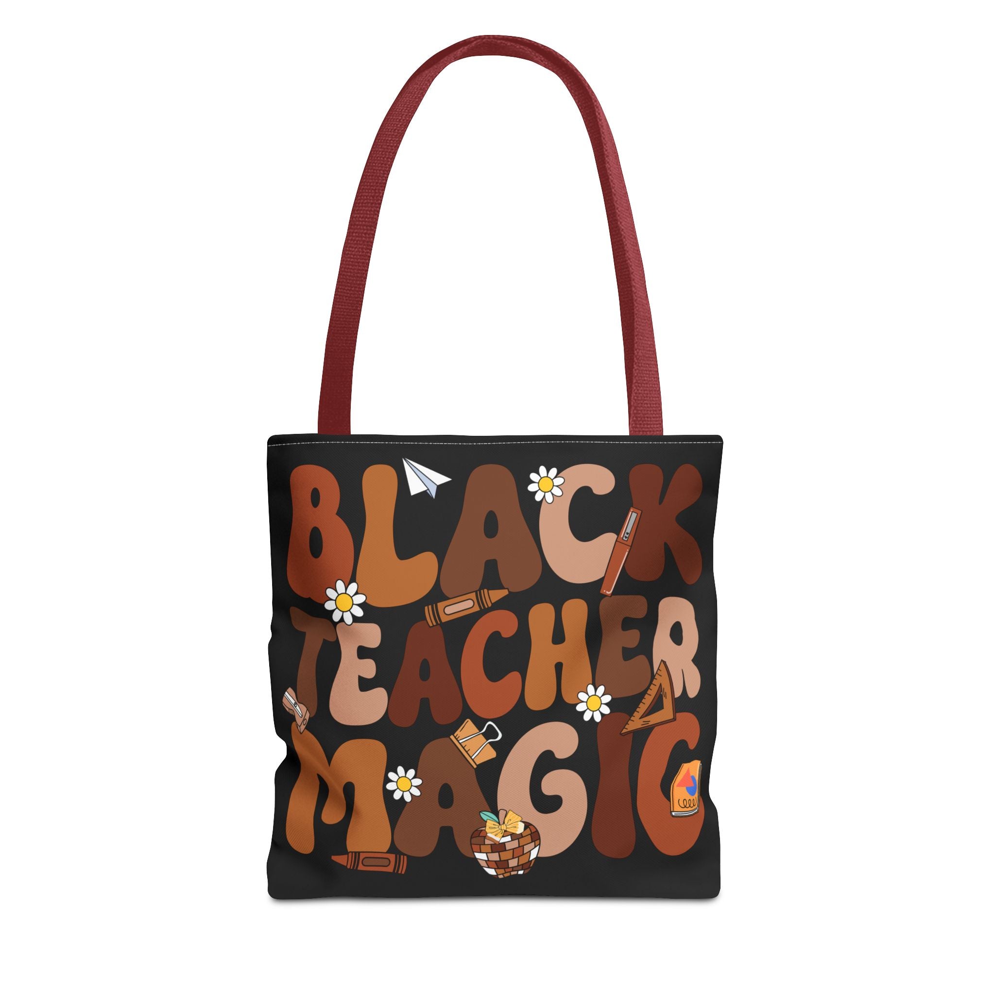 Tote — "Black Teacher Magic" Floral Retro Pattern Tote Bag