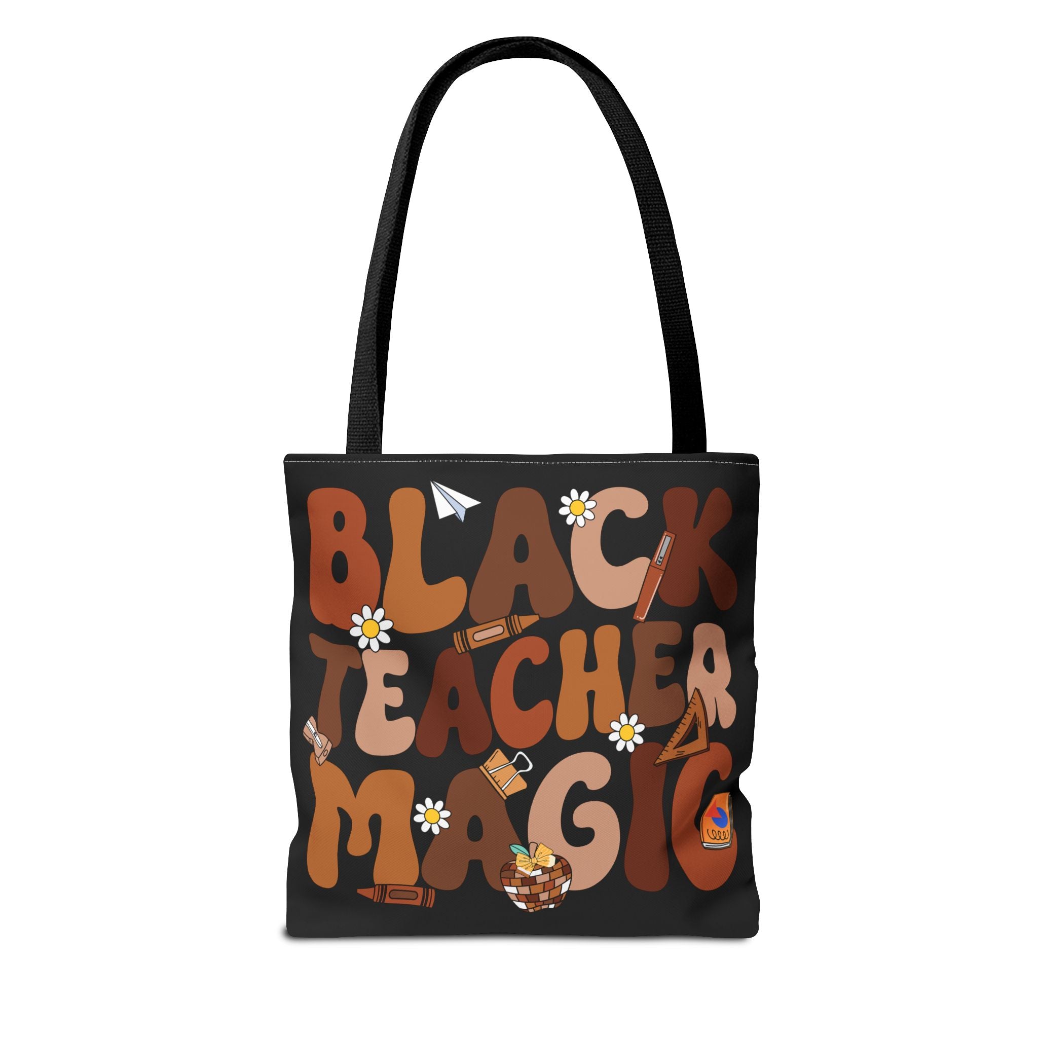 Tote — "Black Teacher Magic" Floral Retro Pattern Tote Bag