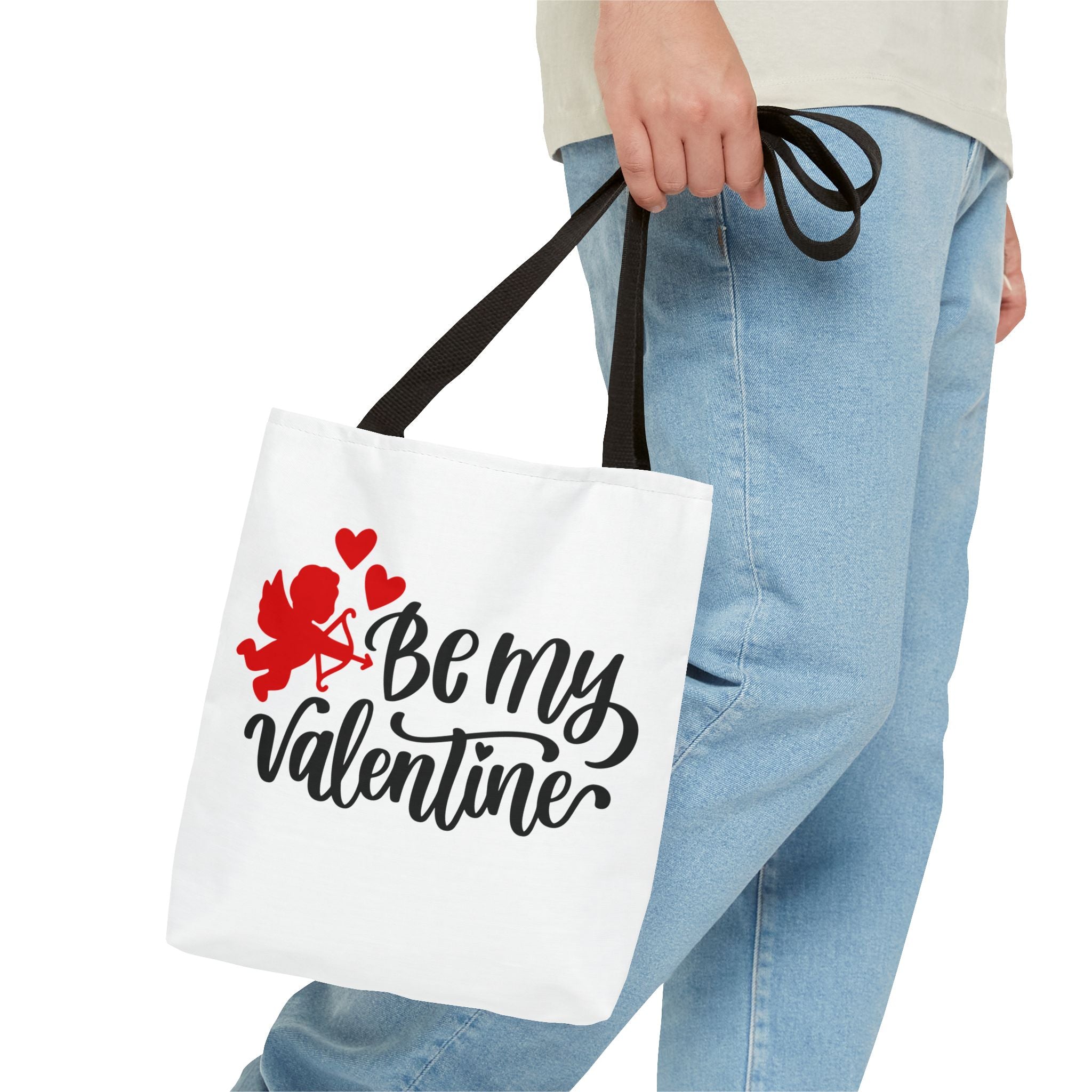 Valentine Tote Bag — "Be My Valentine" Cupid Canvas Shopper