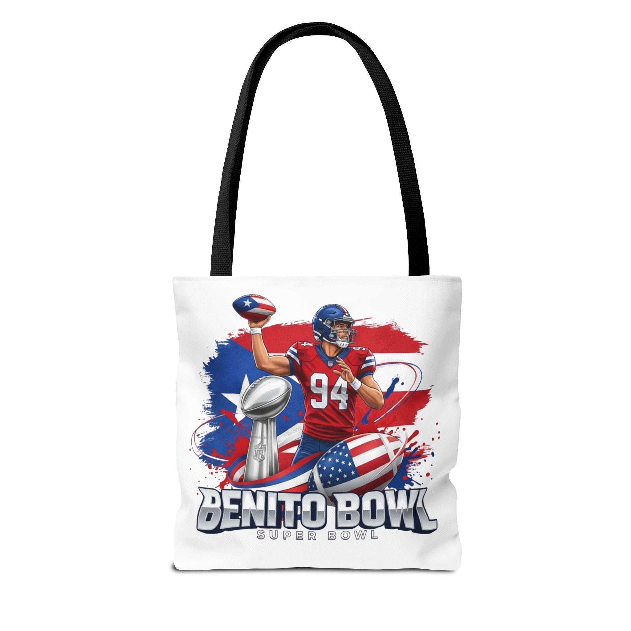 Patriotic Football Tote Bag — 'Benito Bowl' Super Bowl Design