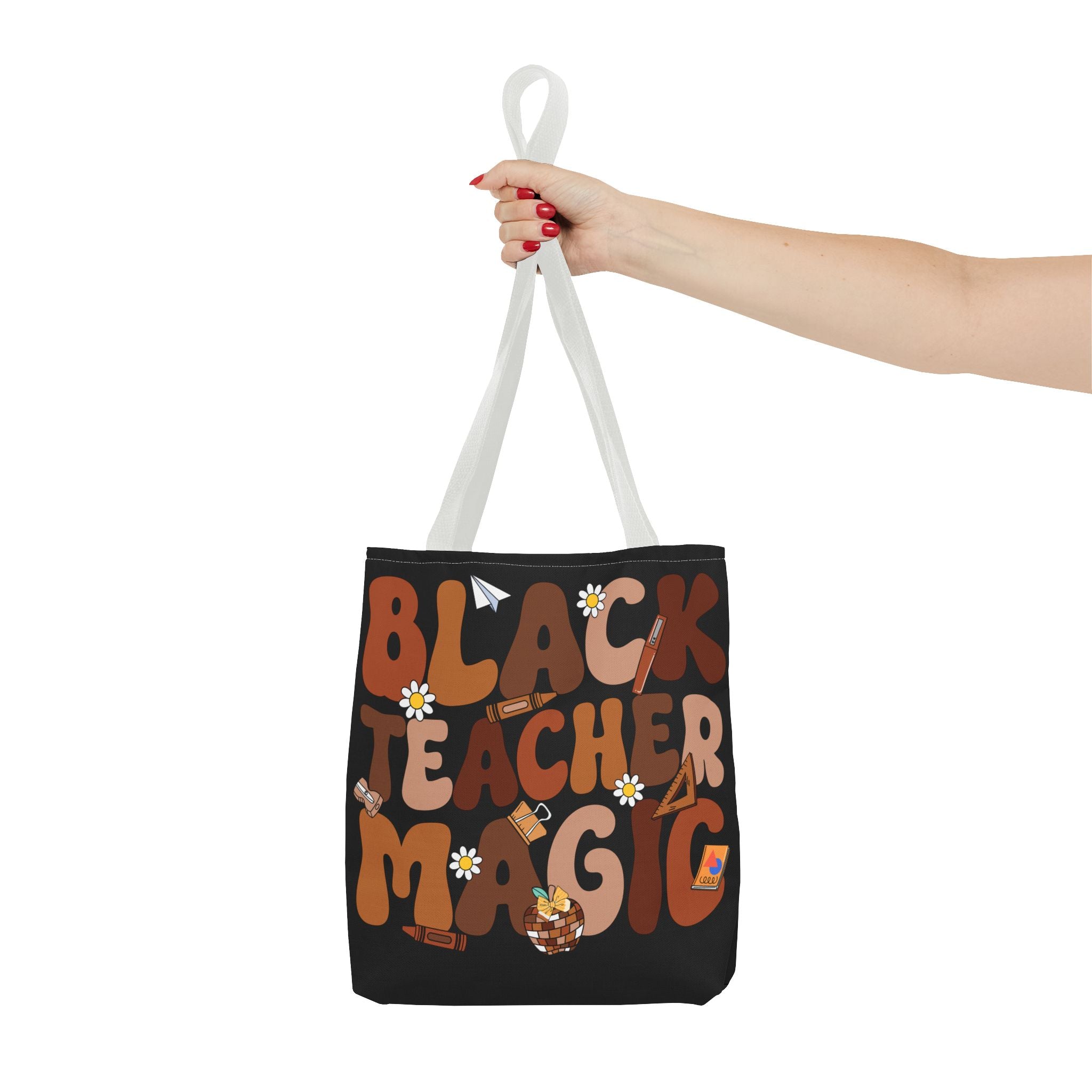 Tote — "Black Teacher Magic" Floral Retro Pattern Tote Bag