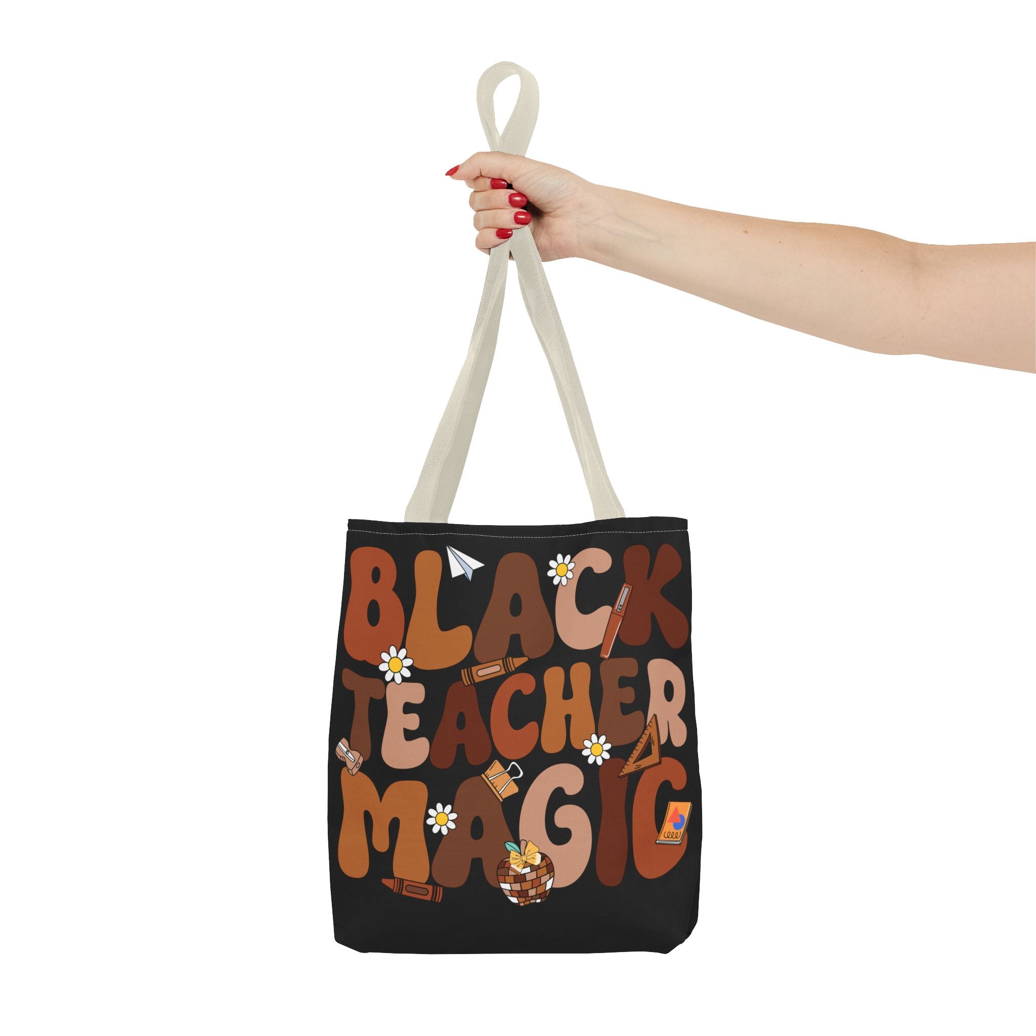Tote — "Black Teacher Magic" Floral Retro Pattern Tote Bag