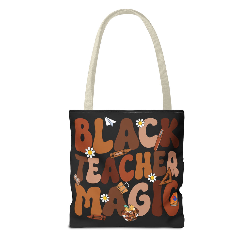 Tote — "Black Teacher Magic" Floral Retro Pattern Tote Bag