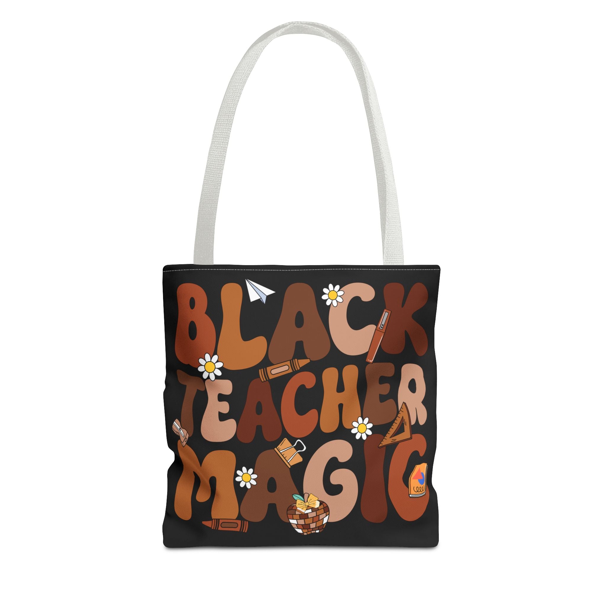 Tote — "Black Teacher Magic" Floral Retro Pattern Tote Bag